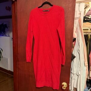 Red sweater dress by Karen Millen